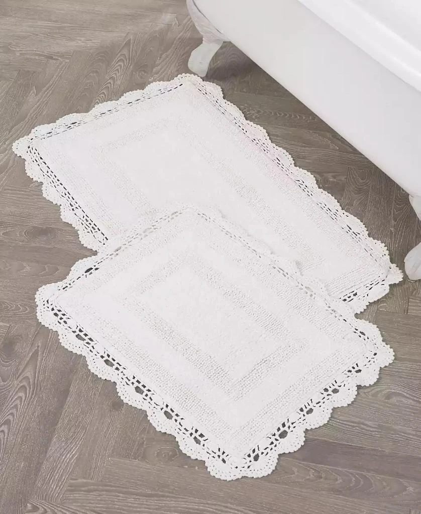 Laura Ashley Crochet Reversible Cotton 2-Pc. Bath Rug Set 2