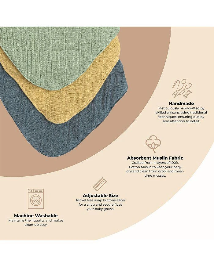 Crane Baby Kaleidoscope Muslin Bib Set, 3 Pack - Ages 0-36 Months 2