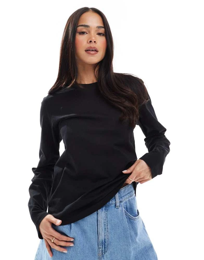 Weekday Weekday Essence standard long sleeve top in black