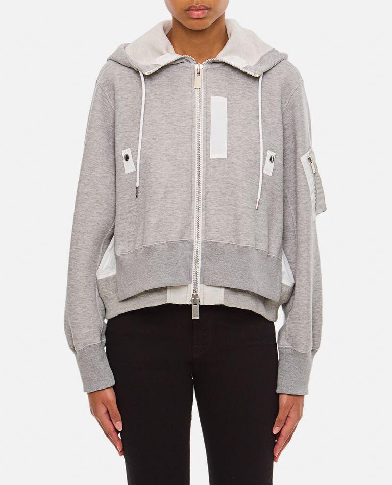 【送料&関税込】Sacai Drop Shoulder Drawstring Twill Hoodie khaki-sponge-sweat-x-nylon-