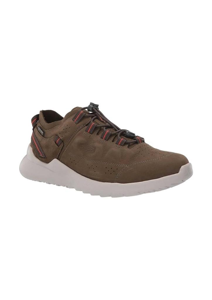 Keen Men's Highland Leather Waterproof Sneaker In Dark Olive/silver Birch