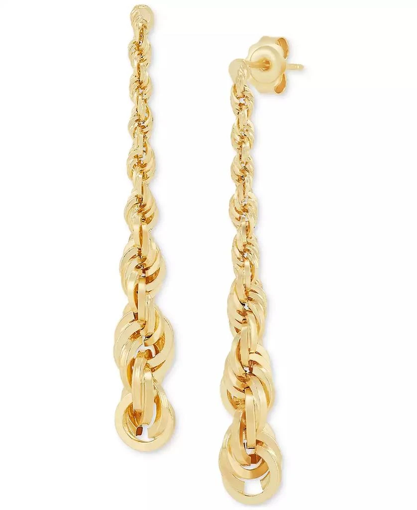 Italian Gold Graduated Rope Linear Earrings in 14k Gold, 1 1/2 inch 1