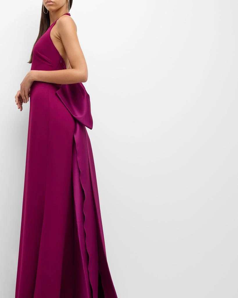 Badgley Mischka Sleeveless Bow-Back Halter Gown 7
