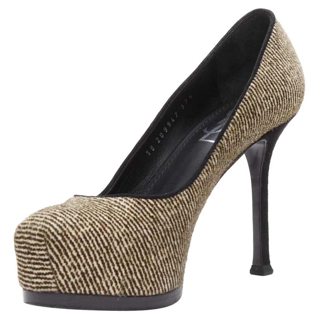 Yves Saint Laurent Tribtoo wool tweed platform heel pump 4