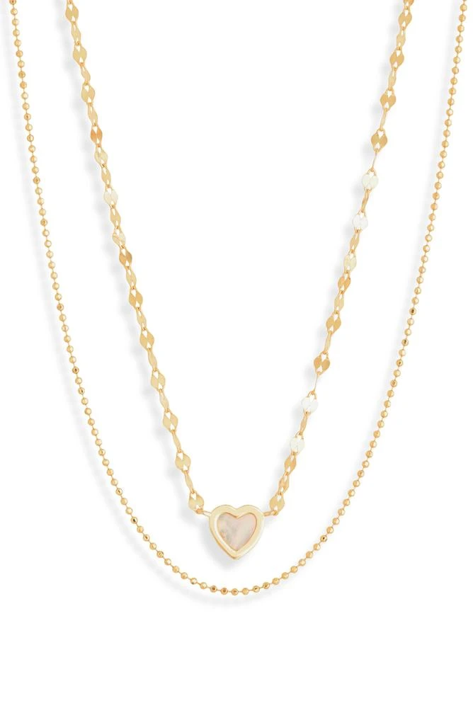 Argento Vivo Sterling Silver Mother-of-Pearl Pendant 
Ball Chain Layered Necklace