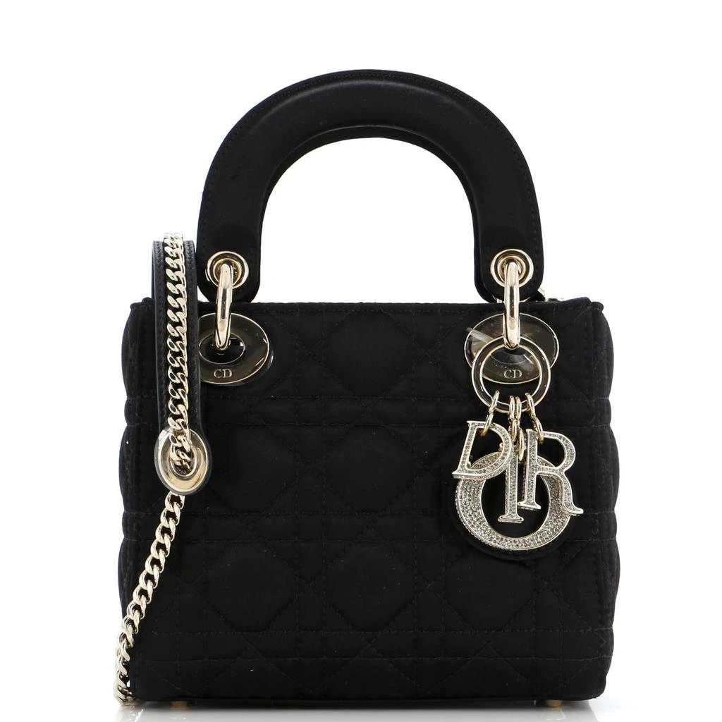 Dior Lady Dior Bag Cannage Quilt Satin with Crystal Charms Mini 1