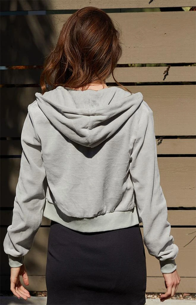 John Galt Pale Green Cropped Front Zip Hoodie 4