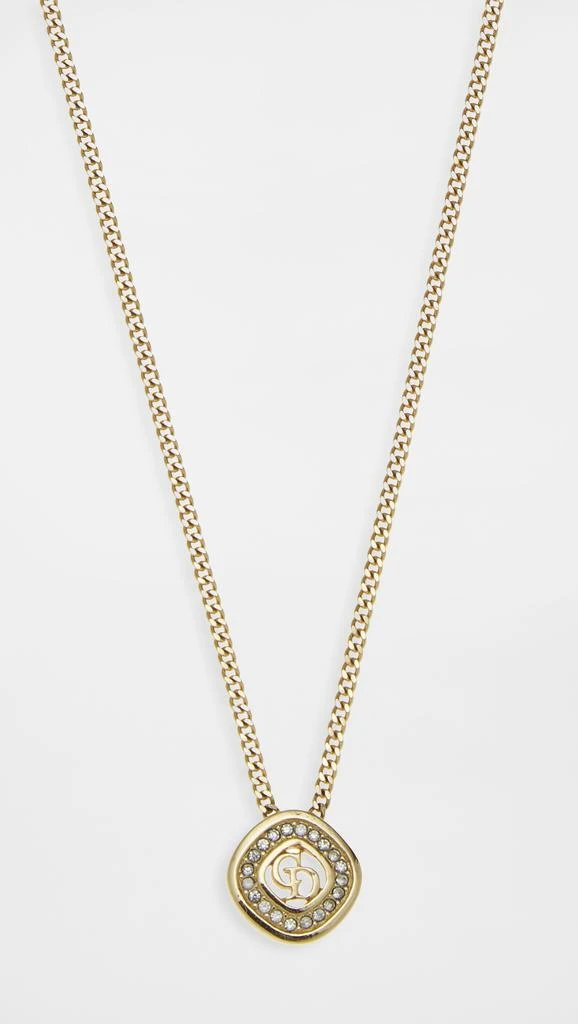 What Goes Around Comes Around Dior Gold Crystal CD Necklace 1