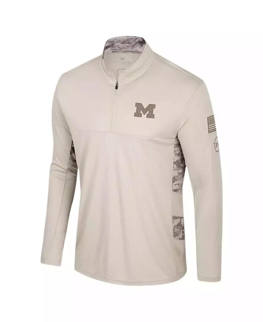 Colosseum Men's Natural Michigan Wolverines OHT Military Appreciation Quarter-Zip Jacket 2