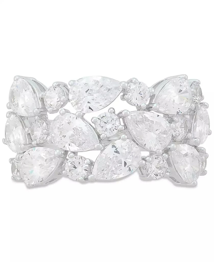 Arabella Cubic Zirconia Mixed Cut Cluster Statement Ring in Sterling Silver 4