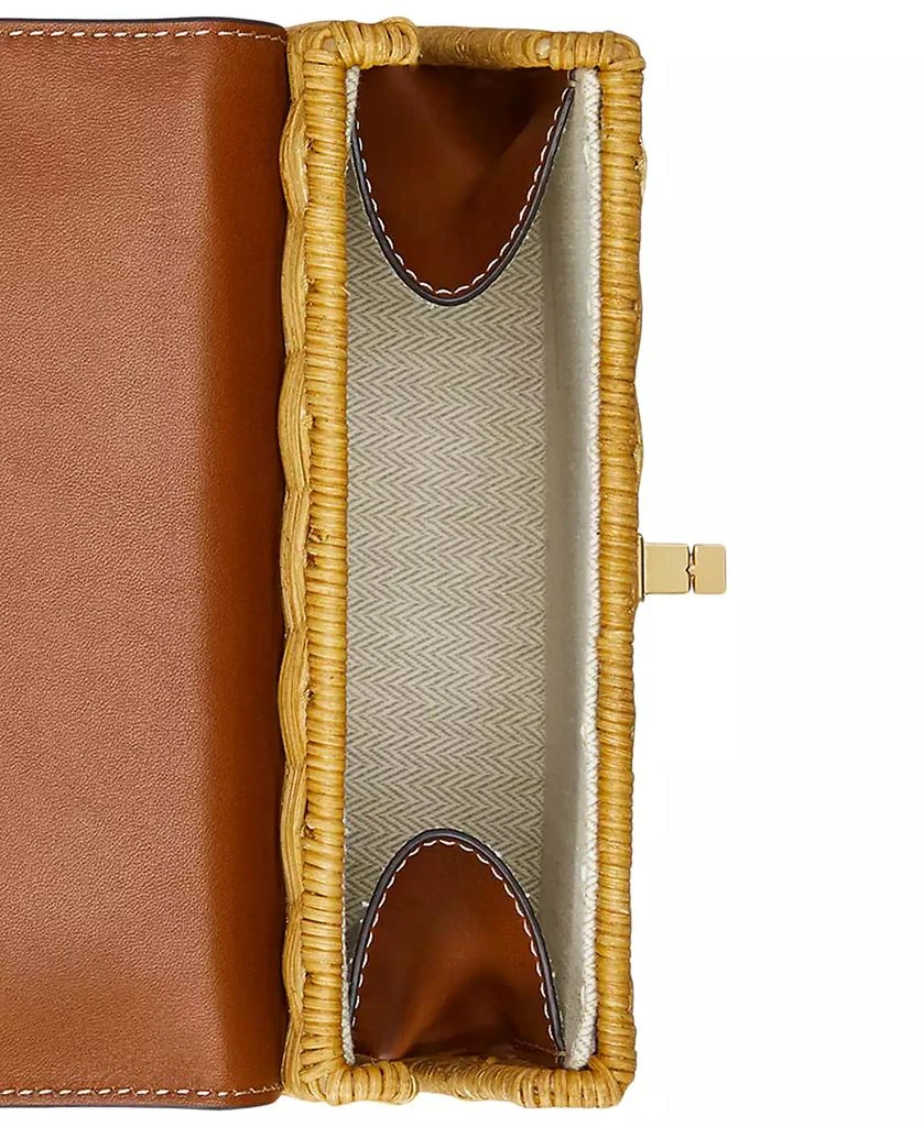 Ralph Lauren Farrah Rattan and Leather Small Satchel 8
