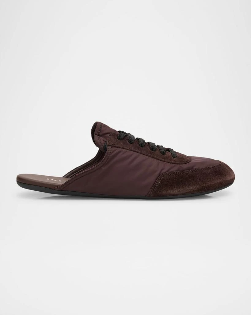 Prada Collapse Nylon and Suede Open-Back Sneakers 1