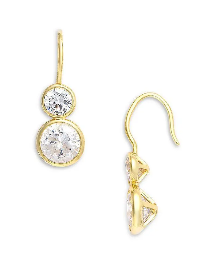 Shashi Bezel Double Drop Earrings