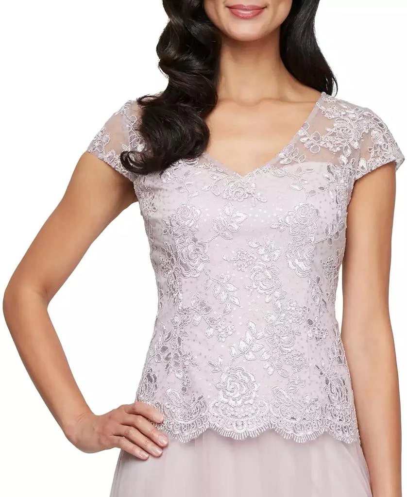 Alex Evenings Women's Embroidered-Chiffon Tulle-Skirt Gown 2