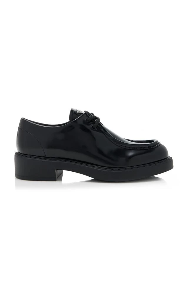 Prada Prada - Logo-Detailed Leather Oxford Loafers           - Black - IT 39 - Moda Operandi 1
