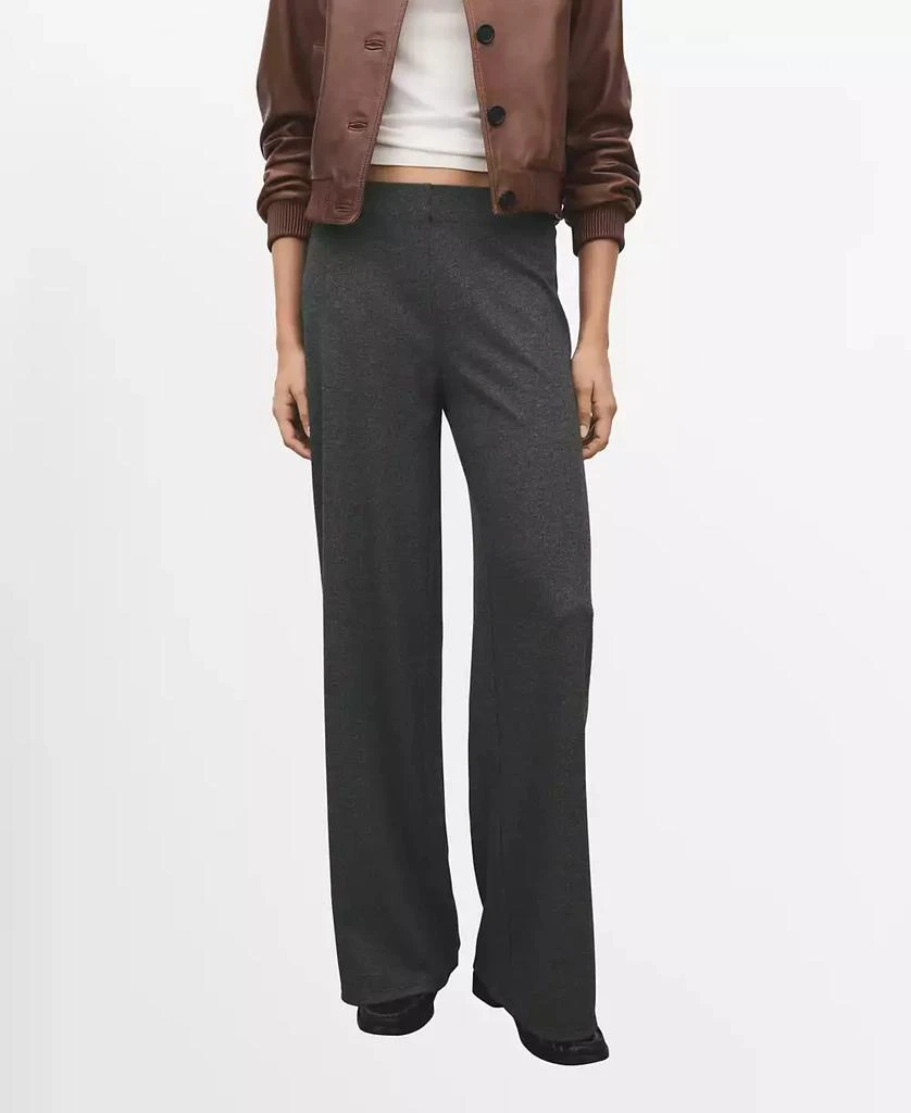 Mango Women
s Elastic Waist Straight-Fit Pants