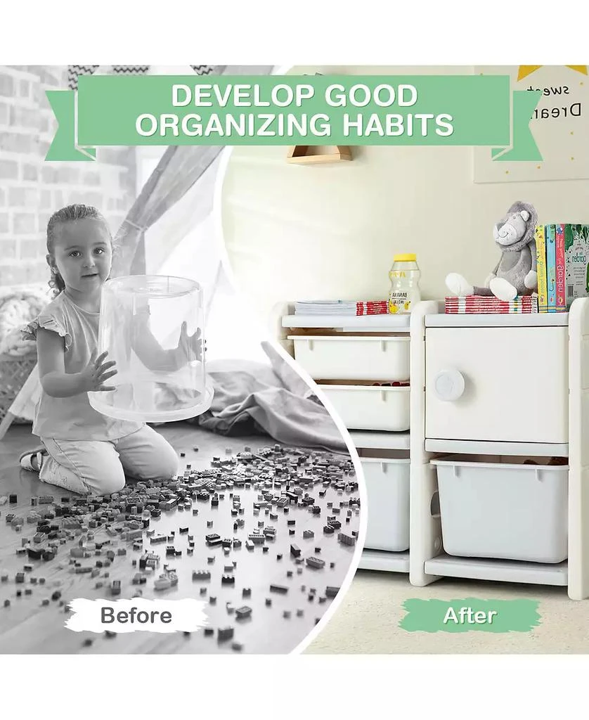 GOUUN Toddler Truck Storage Organizer with Plastic Bins 6