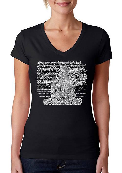 LA Pop Art Pop Art Word Art V Neck T Shirt   Zen Buddha