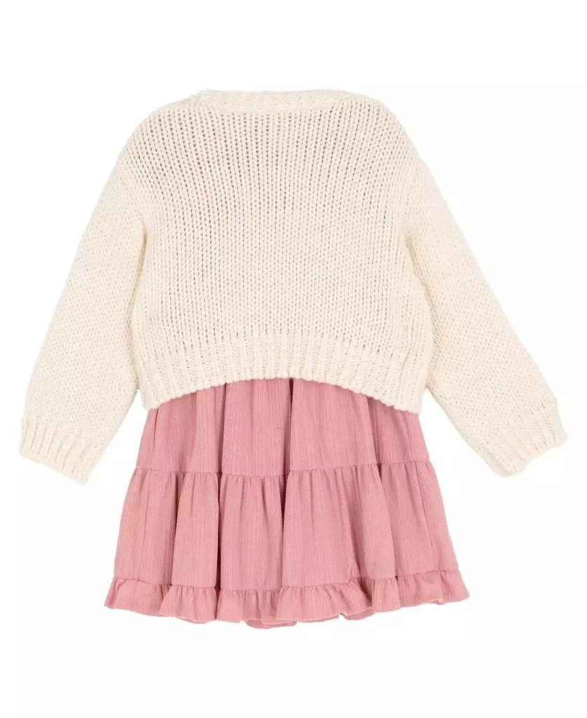 Rare Editions Girls 2T-6X 2-Piece Bow Cardigan and Textured Knit Dress Set 2