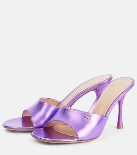 Gianvito Rossi Logo metallic leather mules 4