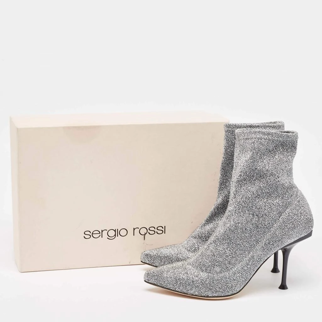 Sergio Rossi Sergio Rossi Silver Knit Fabric Sock Ankle Boots Size 36 9