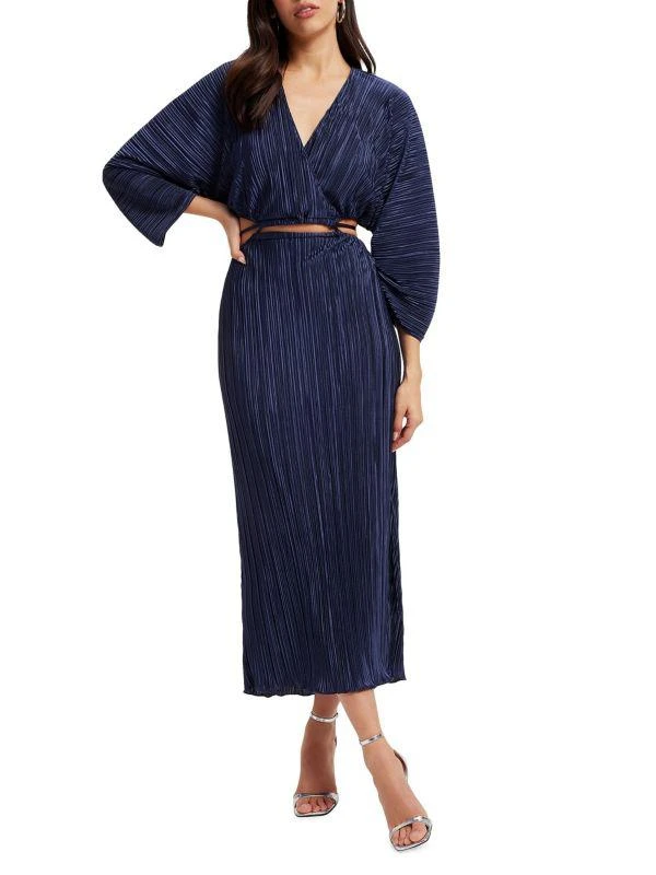 Good American Always Fits Plissé-Pleated Midi-Dress 6