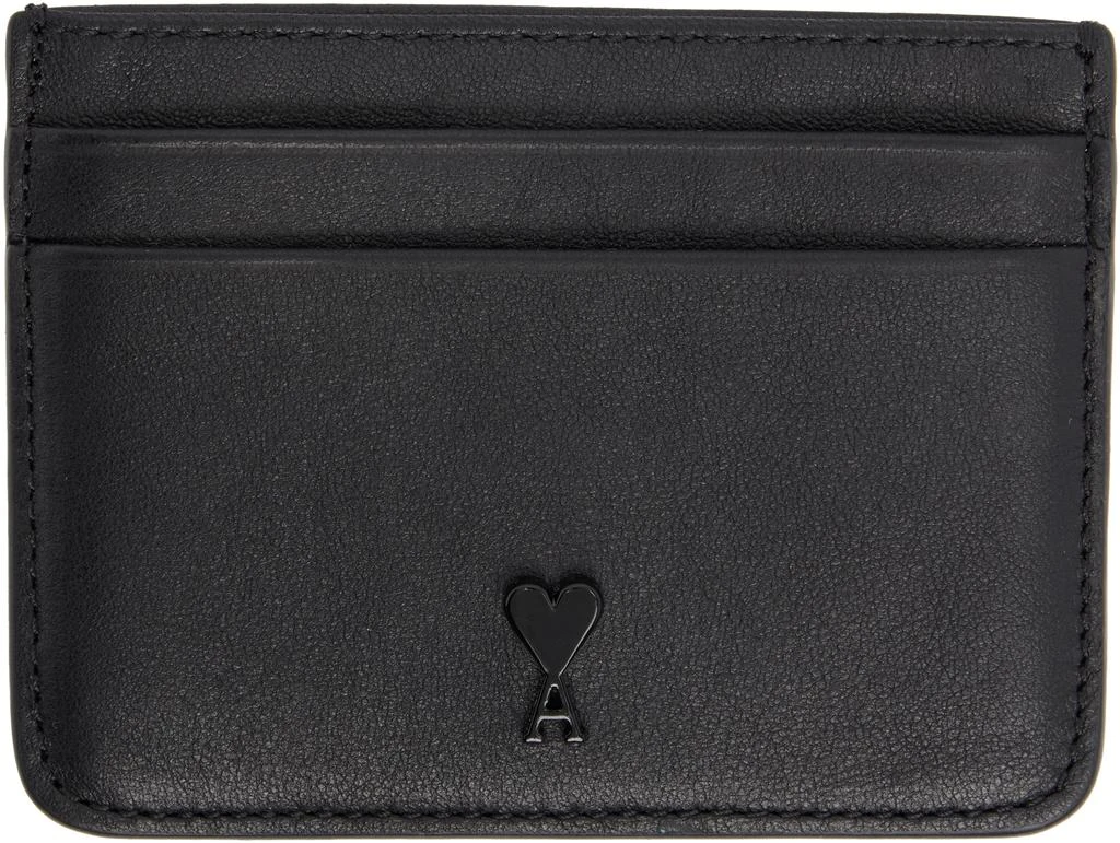 AMI Black Smooth Leather Ami de Coeur Card Holder