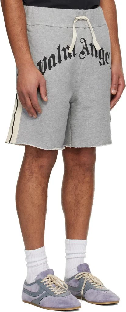 Palm Angels Gray Curved Logo Track Sweat Shorts 2