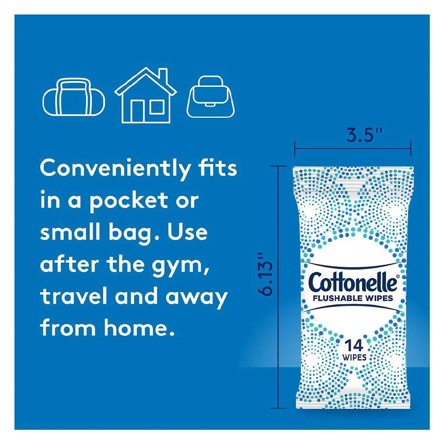 Cottonelle On-The-Go Flushable Adult Wet Wipes Unscented 6