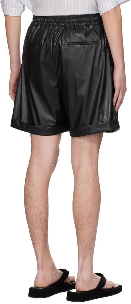 Youth Black Pleated Faux-Leather Shorts 3