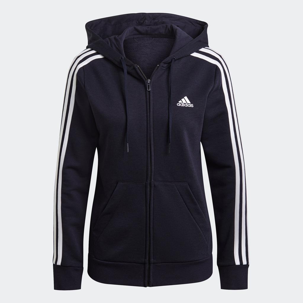 Adidas Women's  Essentials French Terry 3-Stripes Full-Zip Hoodie