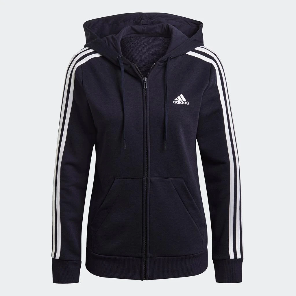 adidas Women's  Essentials French Terry 3-Stripes Full-Zip Hoodie 1