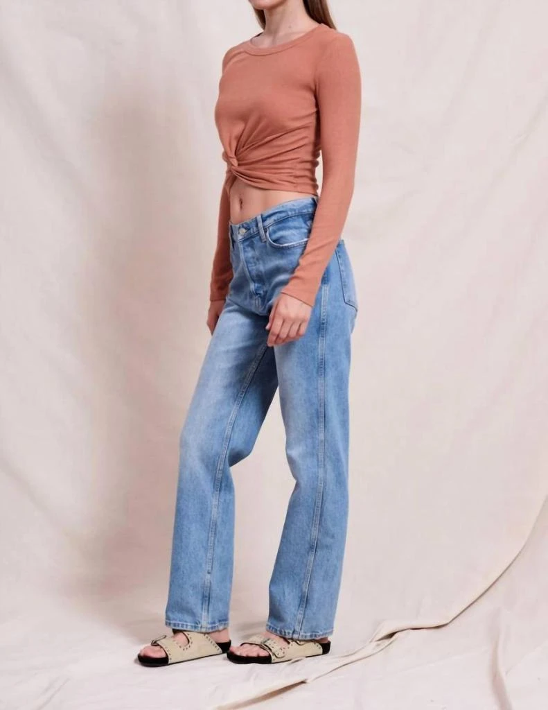 Sundry Front Twist Long Sleeve T-Shirt In Vintage Rust 3