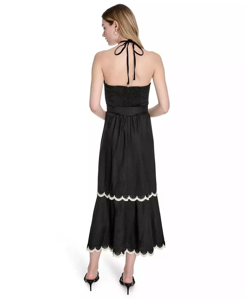 Eliza J Women's Beaded-Strap Contrast-Trim Halter Midi Dress 3