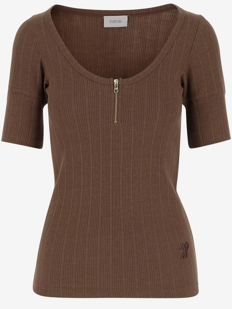 PATOU Patou Ribbed Zip-Front Top 1