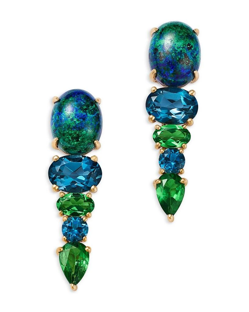 Bloomingdale
s Fine Collection London Blue Topaz, Tsavorite 
Azurite Multi-Gemstone Drop Earrings in 14K Yellow Gold 1