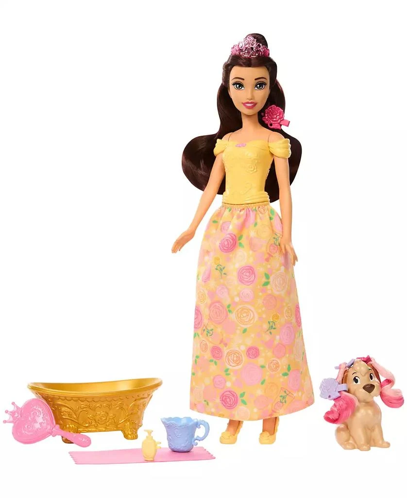 Disney Princess Bathe and Brush Belle Fashion Doll and Dog Figure