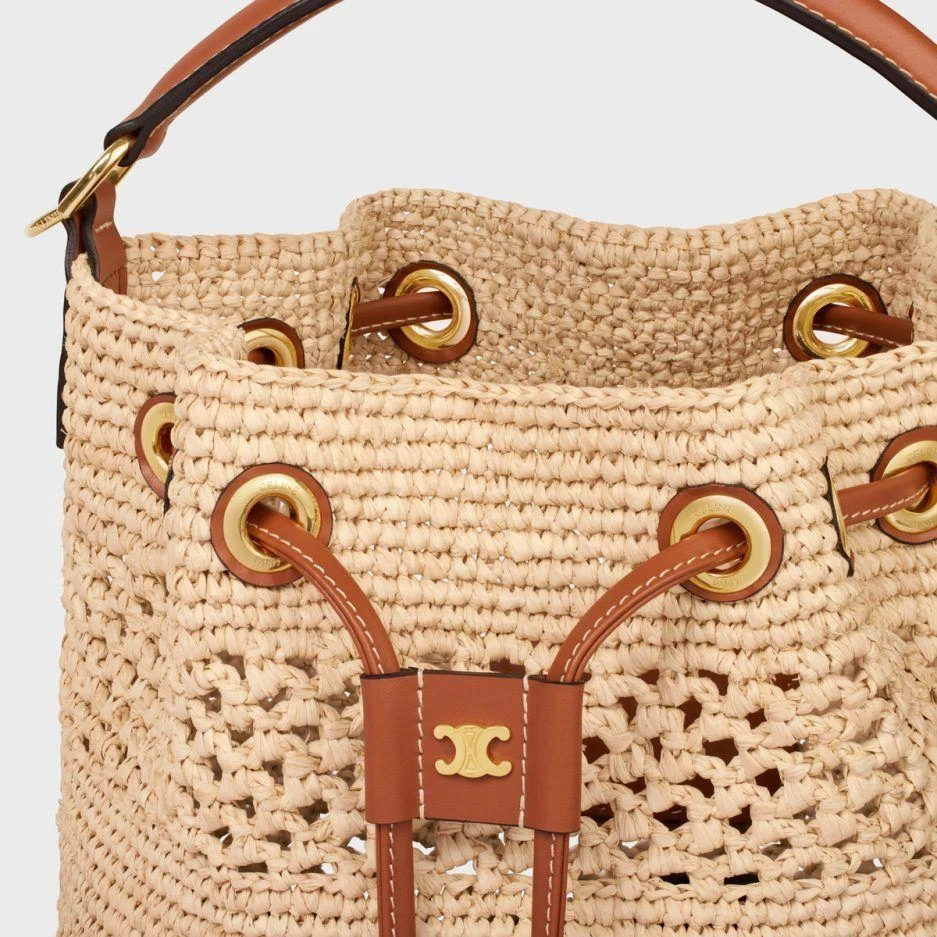 Celine CLARA CELINE CLASSIC PANIER IN RAFFIA AND CALFSKIN 5