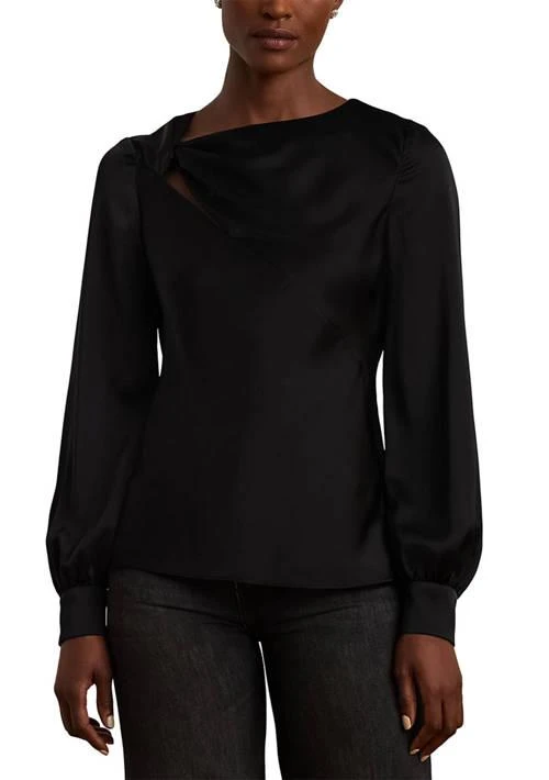 Ralph Lauren Cut Out Satin Charmeuse Blouse