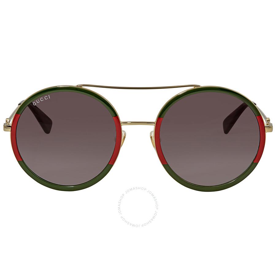 Gucci Green Gradient Round Ladies Sunglasses GG0061S 003 56