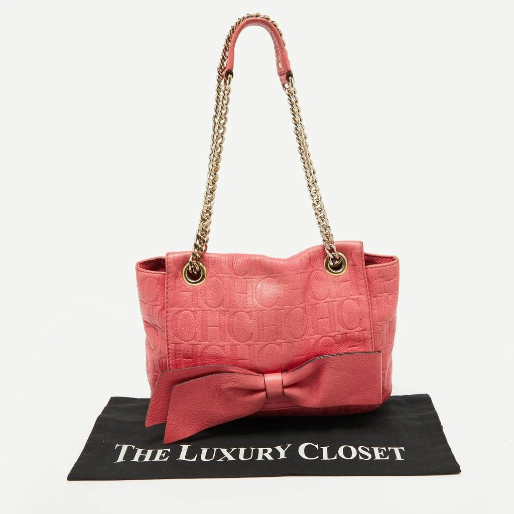 CH Carolina Herrera CH Carolina Herrera Pink Monogram Embossed Leather Audrey Shoulder Bag 18