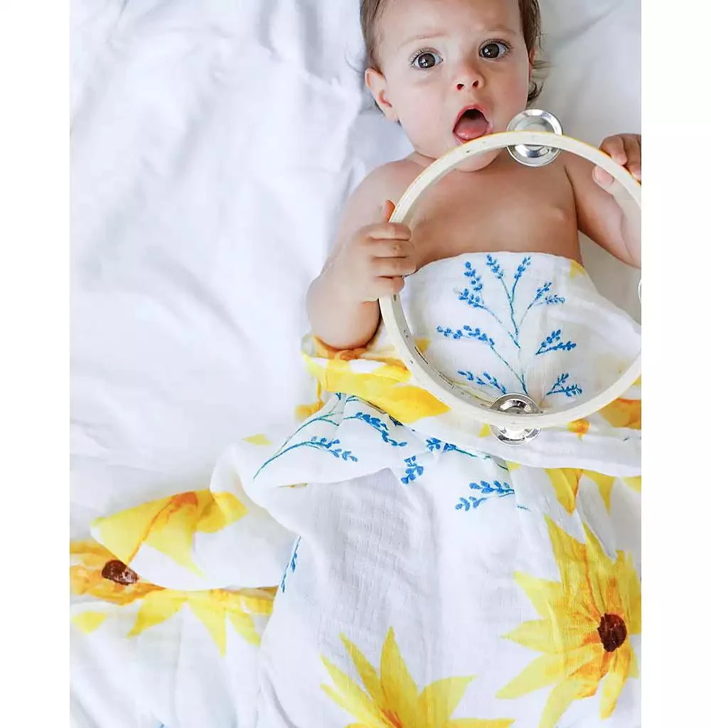 Malabar Baby Baby GOTS Certified Organic Cotton Muslin Swaddle, Sunflower 3
