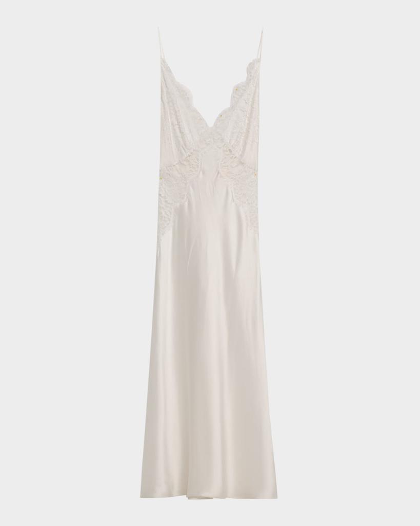 Christine Lingerie Backless Lace & Silk Charmeuse Nightgown