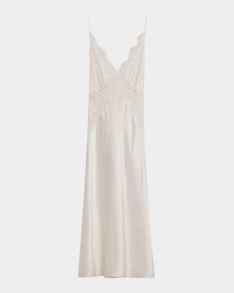 Christine Lingerie Backless Lace & Silk Charmeuse Nightgown 1