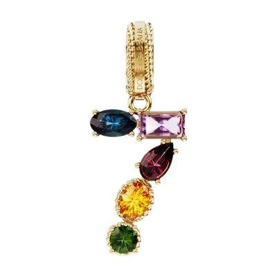 Dolce & Gabbana 18 kt yellow gold rainbow pendant with multicolor finegemstones representing number 7 1