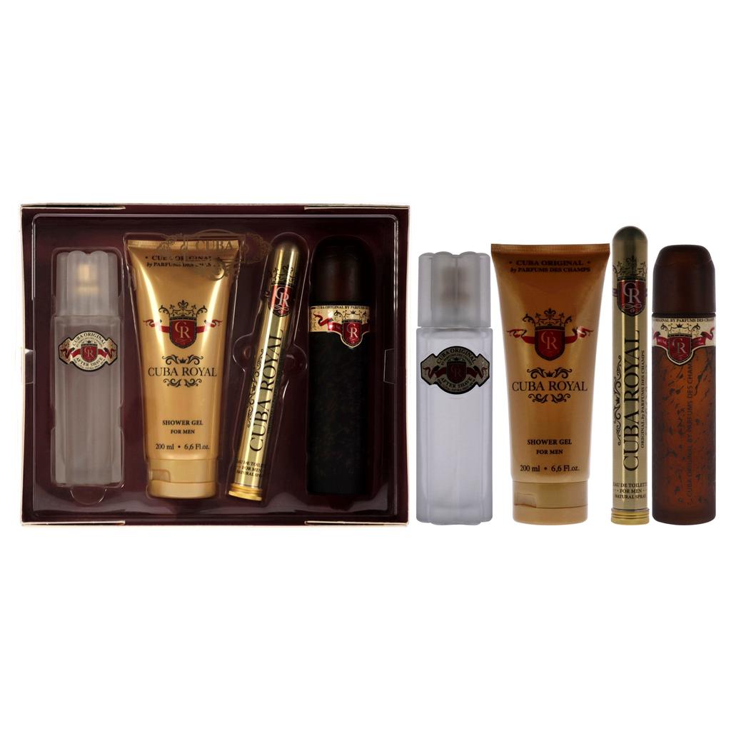 cuba Royal by for Men - 4 Pc Gift Set 3.3oz EDT Spray, 1.17oz EDT Spray, 3.3oz After Shave, 6.7oz Shower Gel