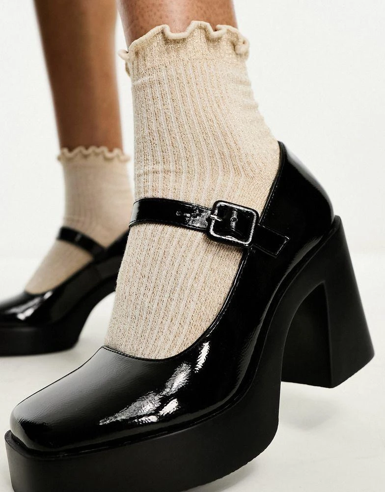 ASOS ASOS DESIGN Pound platform mary jane heeled shoes in black 3