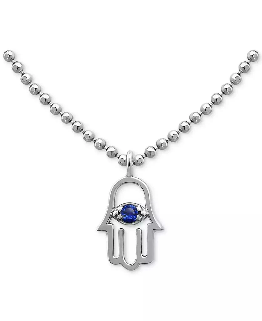 Giani Bernini Lab-Grown Sapphire Hamsa Hand Pendant Necklace (3/8 ct. t.w.) in 18k Gold-Plated Sterling Silver, 16" + 2" extender, Created for Macy's 1