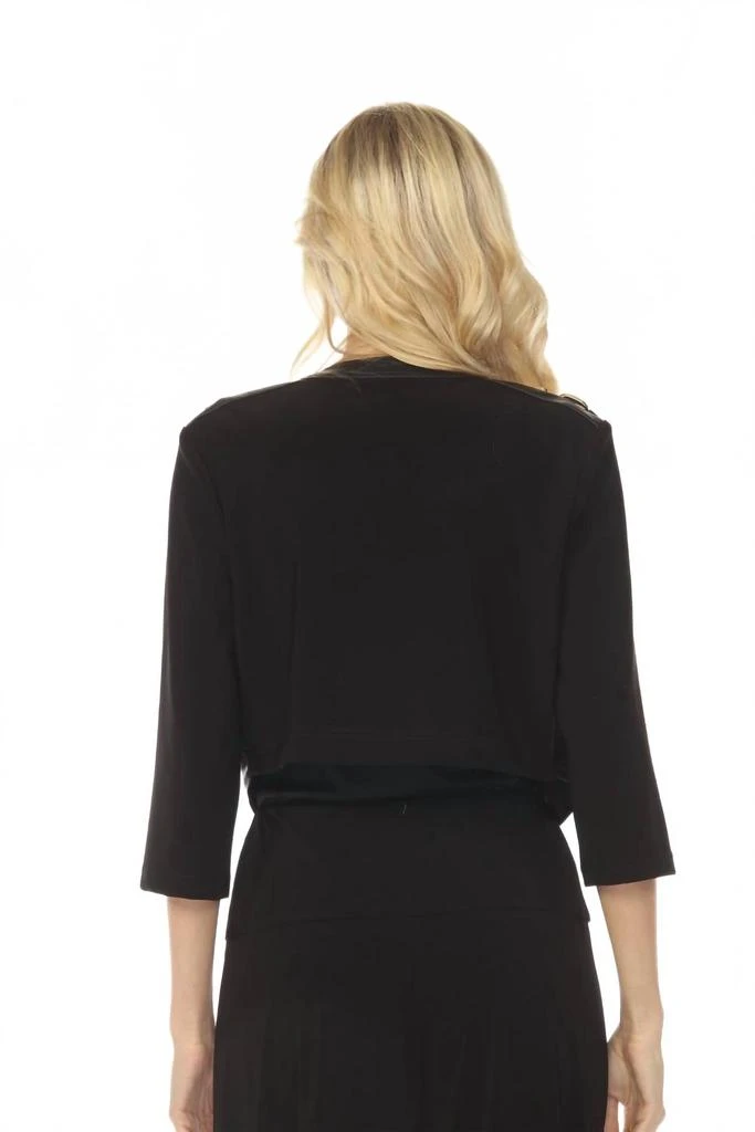 JOSEPH RIBKOFF Faux Leather Trim Cropped Jacket In Black 2