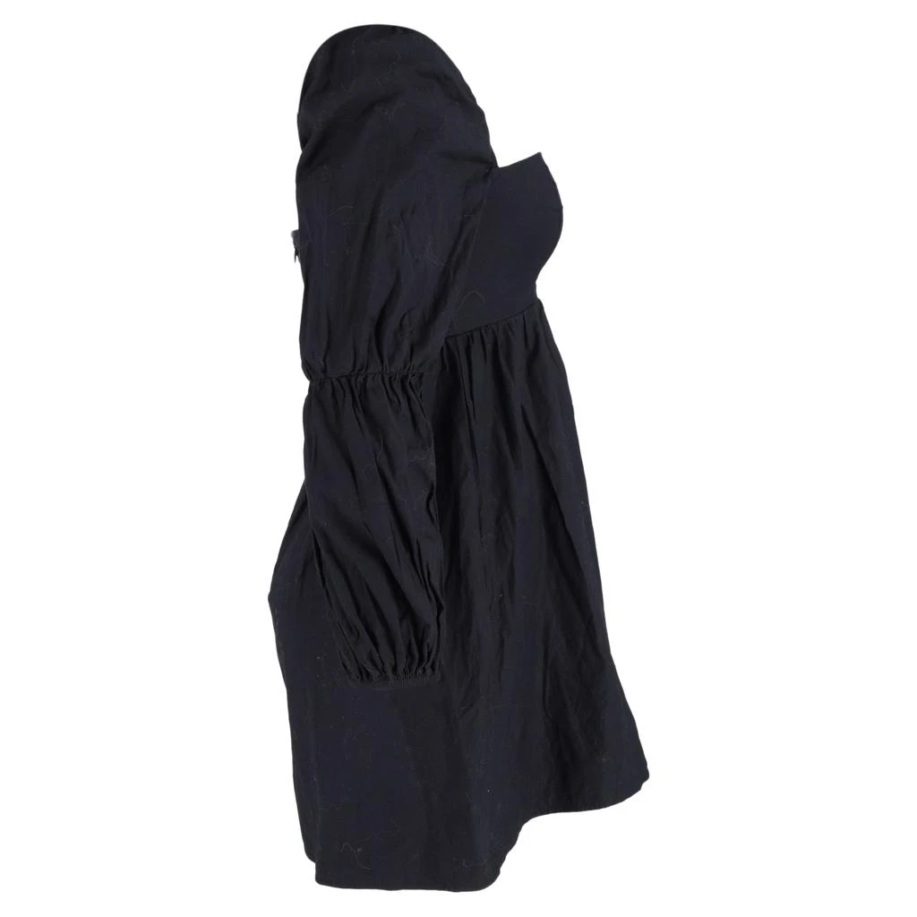 Reformation Michaela Mini Puffed Sleeve Dress in Black Cotton 2